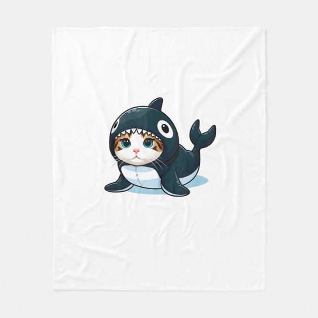 Katze im Orca-Kostüm Tank Top Fleecedecke (Vorderseite)