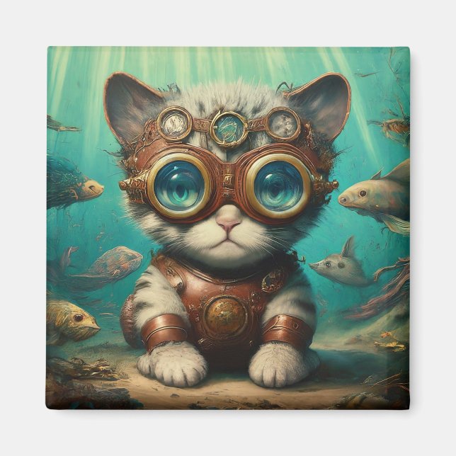 Katze im Ozean-Magnet Magnet (Vorne)