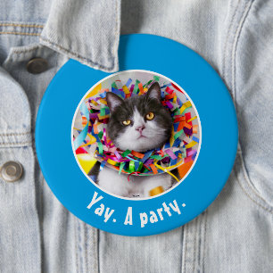 Katze im Party Cone Button