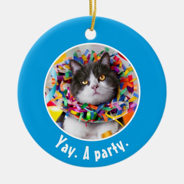 Katze im Party Cone Keramik Ornament (Vorne)