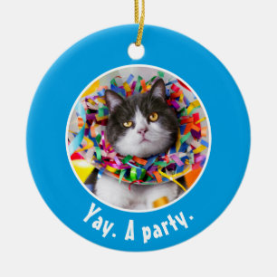 Katze im Party Keramik Ornament