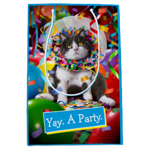 Katze im Party Mittlere Geschenktüte
