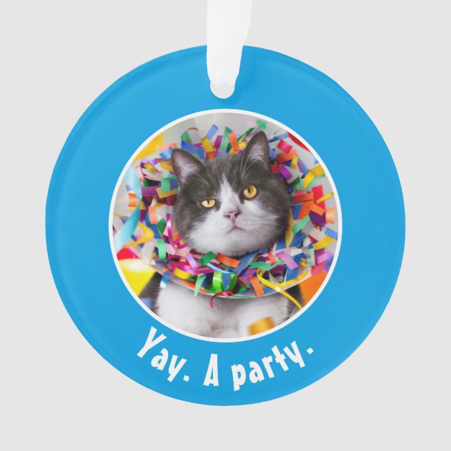 Katze im Party Ornament (Vorderseite)