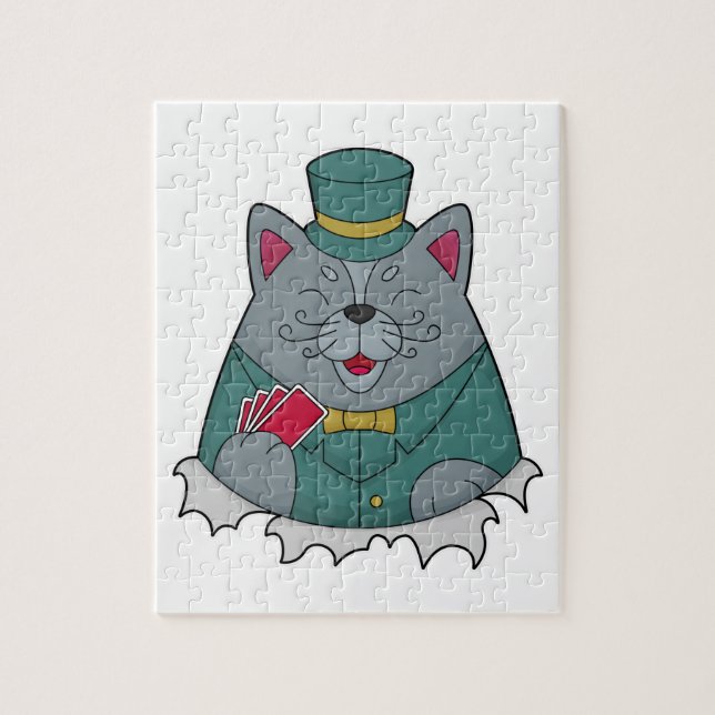 Katze im Poker mit Poker-Karten (Vertikal)