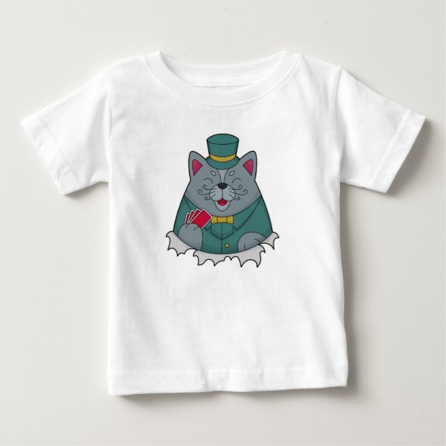 Katze im Poker mit Poker-Karten Baby T-shirt (Vorderseite)