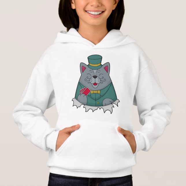 Katze im Poker mit Poker-Karten Hoodie (Vorderseite)