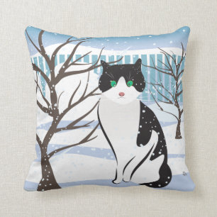 Katze im Schnee (Eis) Kissen