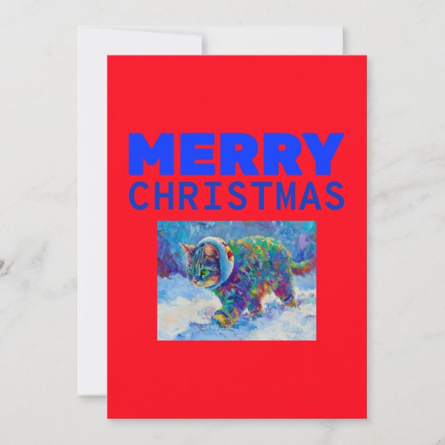Katze im Schnee mit Ohrenschützern  Feiertagskarte (Vorderseite)