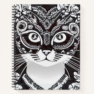 Katze im Schwarz-Weiß-Maske-Journal Notizbuch