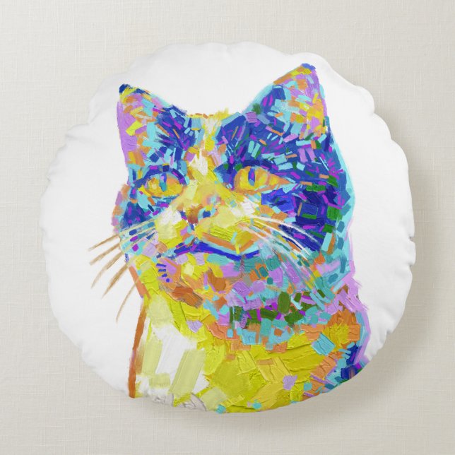 Katze im Sonnenlicht Rundes Kissen (Vorderseite)