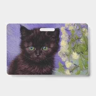 Katze im Stil von Van Gogh mit weißen Blumen Ausweis