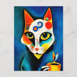 Katze im Stile der Klassischen Modernen Kunst. Postkarte