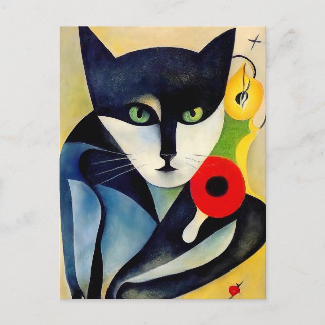 Katze im Stile der Klassischen Modernen Kunst. Postkarte (Vorderseite)