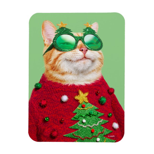 Katze im Ugly Christmas Sweater Magnet (Vertikal)