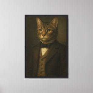Katze im Vintagen Anzug Leinwanddruck