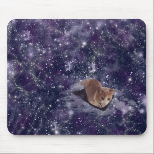 Katze im Weltraum Lila Galaxie Mousepad