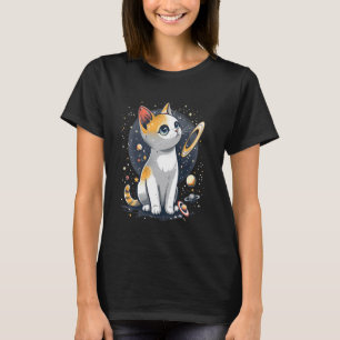 Katze im Weltraum mit Planeten in Galaxien Jupiter T-Shirt