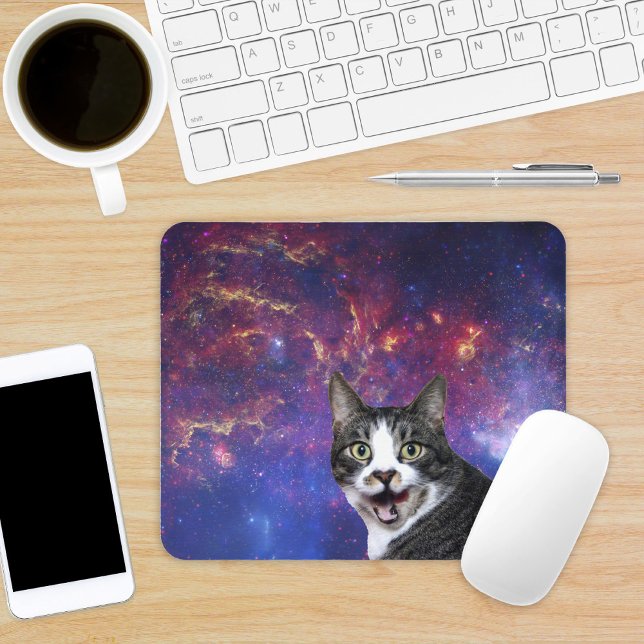 Katze im Weltraum Mousepad (Von Creator hochgeladen)
