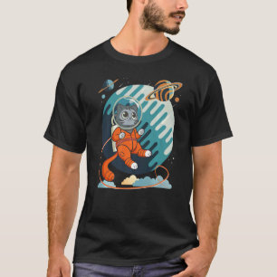 Katze im Weltraum Space Cat Nerdy 2 T-Shirt