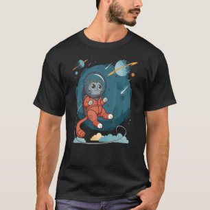 Katze im Weltraum Weltraumkatze Nerdy 4 T-Shirt