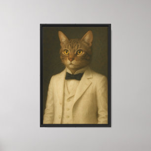 Katze im White Tuxedo Portrait Gerahmte Leinwand