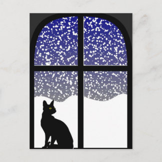 Katze im Winter Postkarte