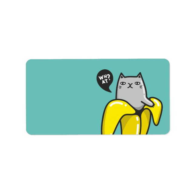 Katze in Banane Adressaufkleber (Vorne)