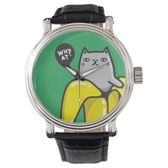 Katze in Banane Armbanduhr (Vorderseite)