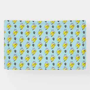 Katze in Banane Banner