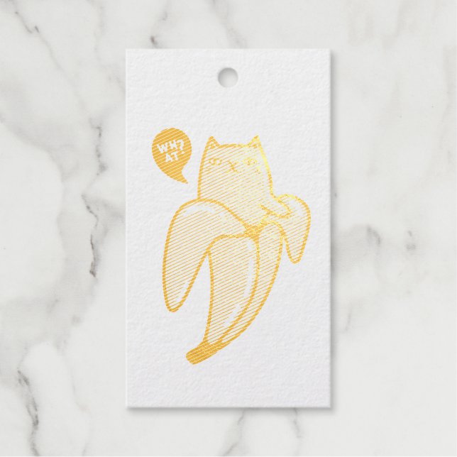 Katze in Banane Geschenkanhänger (Vorderseite)