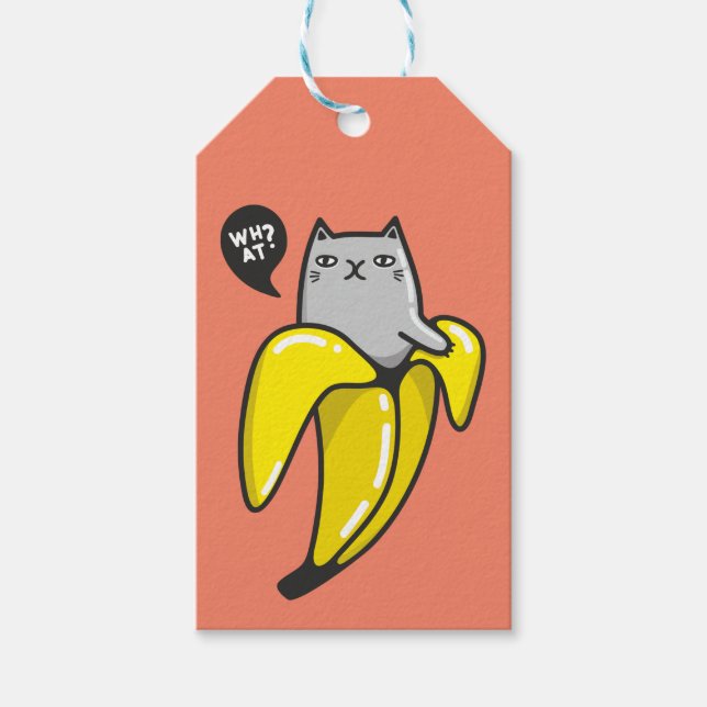 Katze in Banane Geschenkanhänger (Vorderseite)