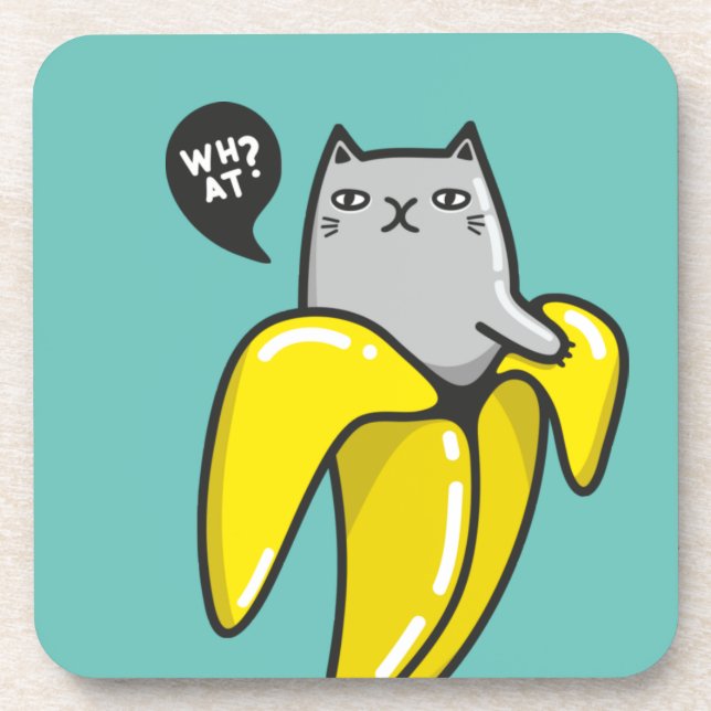 Katze in Banane Getränkeuntersetzer (Vorderseite)