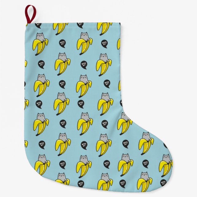 Katze in Banane Großer Weihnachtsstrumpf (Vorderseite)