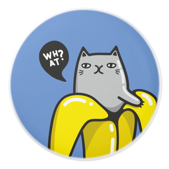 Katze in Banane Keramikknauf (Vorderseite)