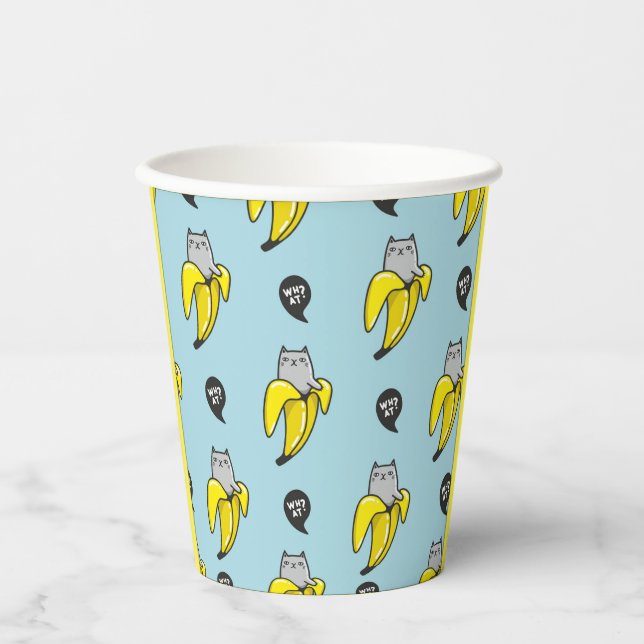 Katze in Banane Pappbecher (Vorderseite)