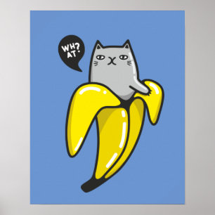 Katze in Banane Poster