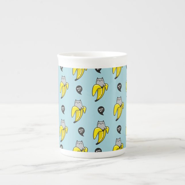 Katze in Banane Prozellantasse (Vorderseite)