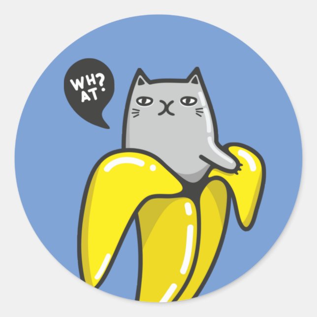 Katze in Banane Runder Aufkleber (Vorderseite)
