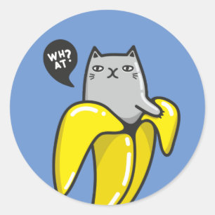 Katze in Banane Runder Aufkleber