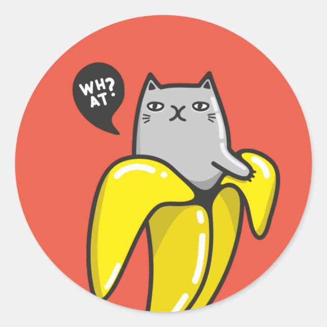 Katze in Banane Runder Aufkleber (Vorderseite)