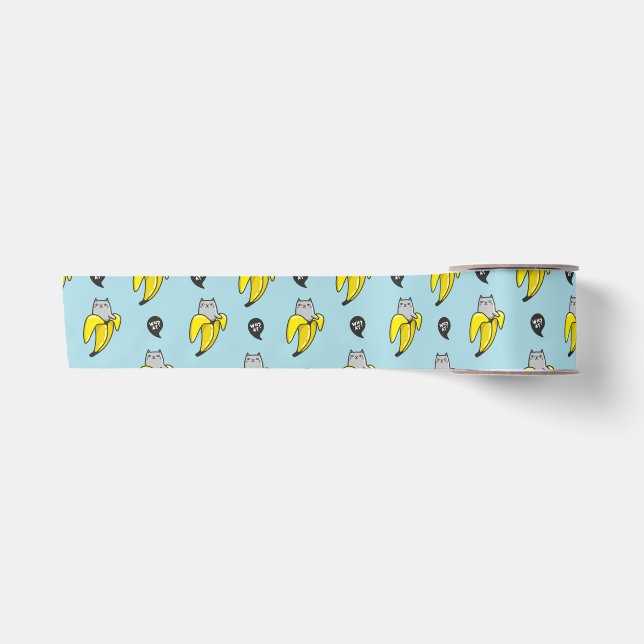 Katze in Banane Satinband (Vorderseite)