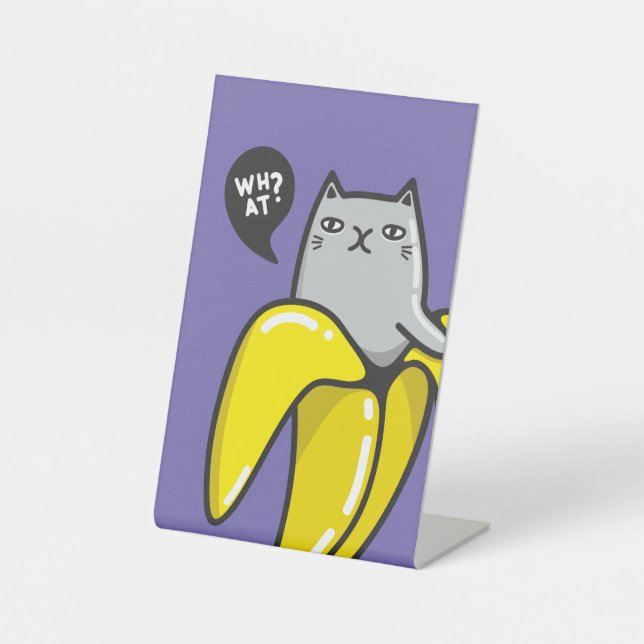 Katze in Banane Sockelschild (Vorderseite)