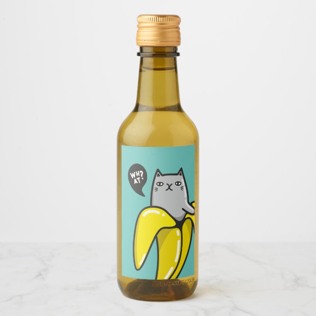 Katze in Banane Weinetikett (Vorderseite)