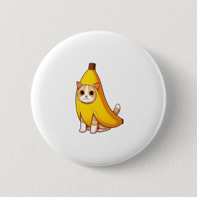 Katze in Bananenkostüm Button (Vorderseite)