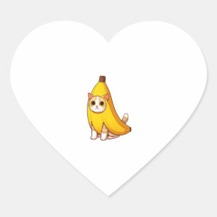 Katze in Bananenkostüm Herz-Aufkleber