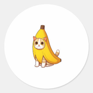 Katze in Bananenkostüm Runder Aufkleber
