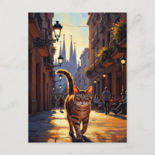 Katze in Barcelona La Sagrada Família Spanien Postkarte