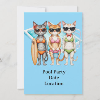 Katze in Bikini Poolparty Einladung