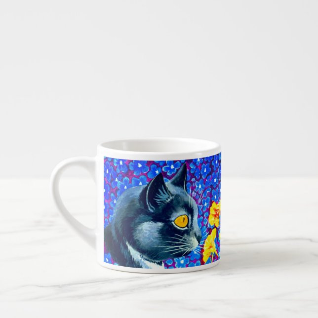 Katze in Blume Espressotasse (Links)
