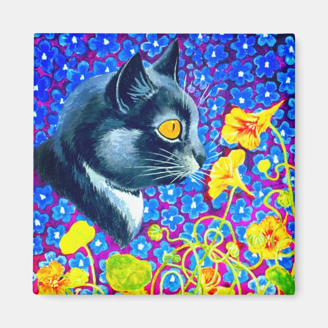 Katze in Blume Magnet (Vorne)